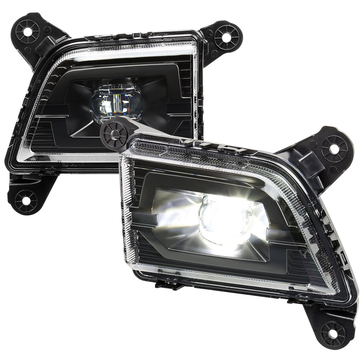 2019-2022 Chevrolet Silverado 1500/2020-2022 Silverado 2500HD/3500HD LED Fog Lights Kit (Matte Black Housing/Clear Lens)