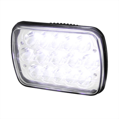 Universal 7"x6" 15-LED Sealed Beam Headlights w/ H4 Plug (Black Aluminum Housing/PMMA Lens)