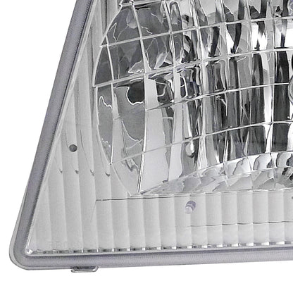 1992-2006 Ford Econoline Factory Style Crystal Headlights (Chrome Housing/Clear Lens)
