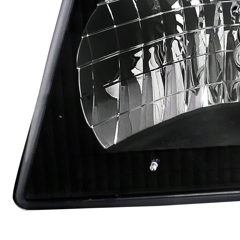 1992-2006 Ford Econoline Factory Style Crystal Headlights (Matte Black Housing/Clear Lens)