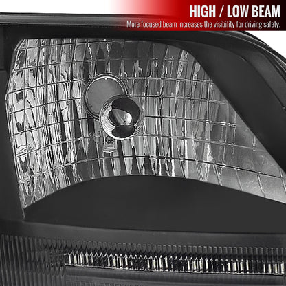 1997-2004 Ford F-150/Expedition Factory Style Headlights w/ SMD LED Light Strip (Matte Black Housing/Clear Lens)