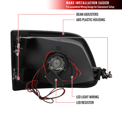 1997-2004 Ford F-150/Expedition Factory Style Headlights w/ SMD LED Light Strip (Matte Black Housing/Clear Lens)