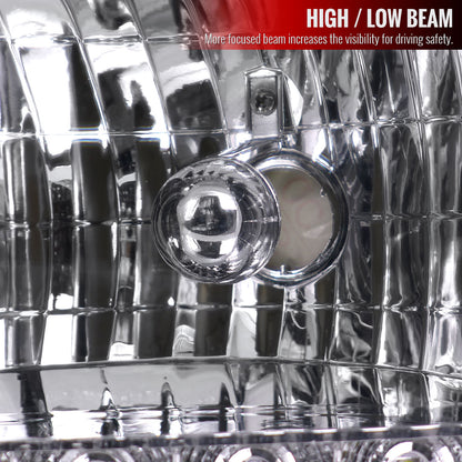1999-2004 Ford F-250/F-350/F-450/F-550/Excursion Factory Style Headlights w/ SMD LED Light Strip (Chrome Housing/Clear Lens)