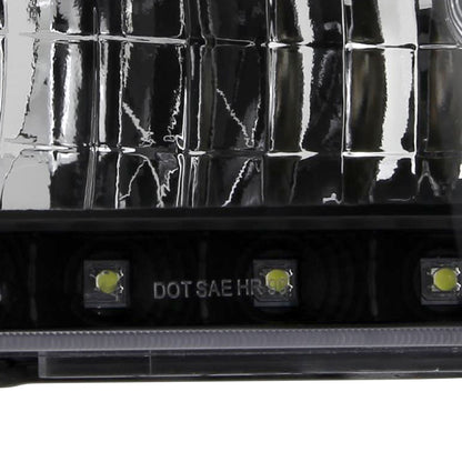 1999-2004 Ford F-250/F-350/F-450/F-550/Excursion Factory style Headlights w/ SMD LED Light Strip (Matte Black Housing/Clear Lens)