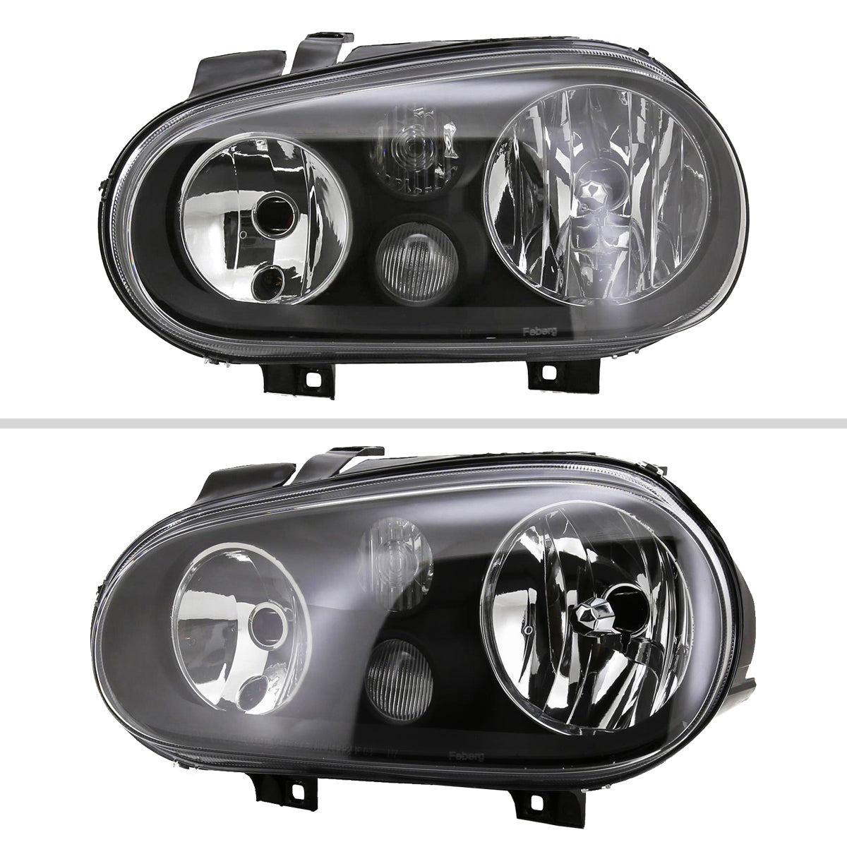 1999-2006 Volkswagen Golf Mk4 GTI/R32 Cabrio V2 Factory Style Headlights  (Matte Black Housing/Clear Lens)
