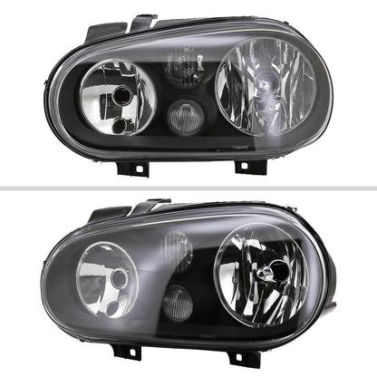 1999-2006 Volkswagen Golf Mk4 GTI/R32 Cabrio V2 Factory Style Headlights  (Matte Black Housing/Clear Lens)