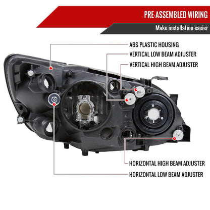 2001-2005 Lexus IS300 Factory Style Crystal Headlights (Matte Black Housing/Clear Lens)
