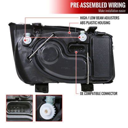 1999-2005 Volkswagen Jetta/Bora Mk4 V3 Factory Style Headlights (Chrome Housing/Clear Lens)
