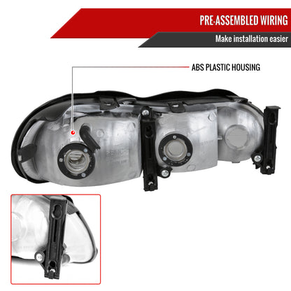 1997-1999 Oldsmobile Cutlass / 1997-2003 Chevrolet Malibu / 2004-2005 Chevrolet Classic Factory Style Headlights (Chrome Housing/Clear Lens)