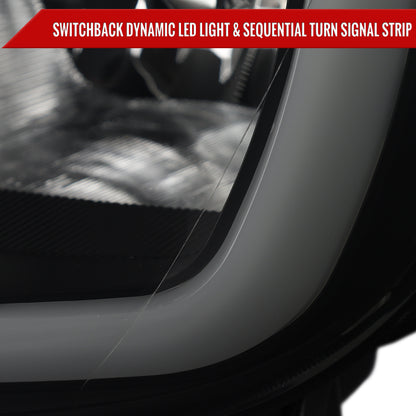 2019-2023 Ford Ranger XL XLT Factory Style Replacement Headlights with LED Bar Turn Signal (Glossy Black Housing / Smoked Lens)