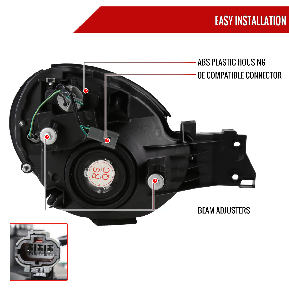 2002-2003 Subaru Impreza OEM Replacement Headlights (Matte Black Housing/Clear Lens)