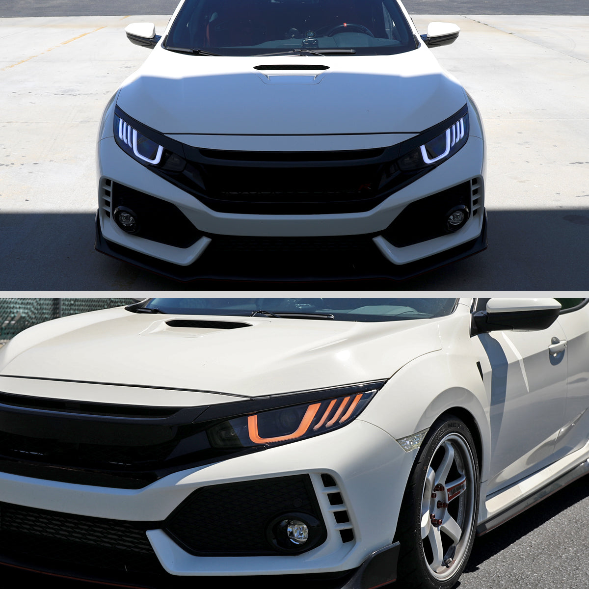 2016-2021 Honda Civic Full LED Projector Headlights w/ Switchback Sequential Turn Signal (Matte Black Housing/Smoked Lens)