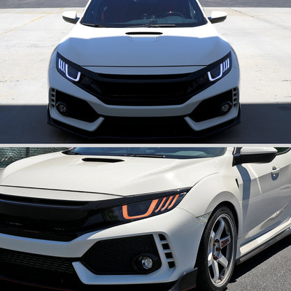 2016-2021 Honda Civic Full LED Projector Headlights w/ Switchback Sequential Turn Signal (Matte Black Housing/Smoked Lens)