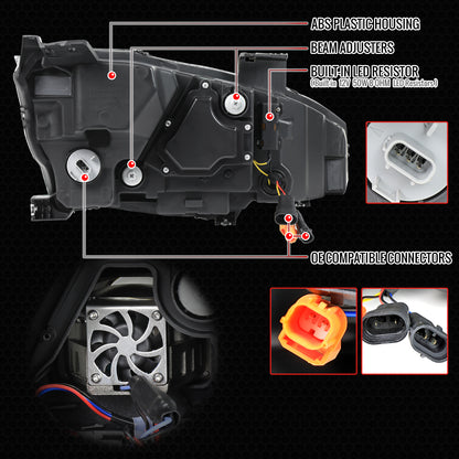 2016-2021 Honda Civic Full LED Projector Headlights w/ Switchback Sequential Turn Signal (Matte Black Housing/Smoked Lens)