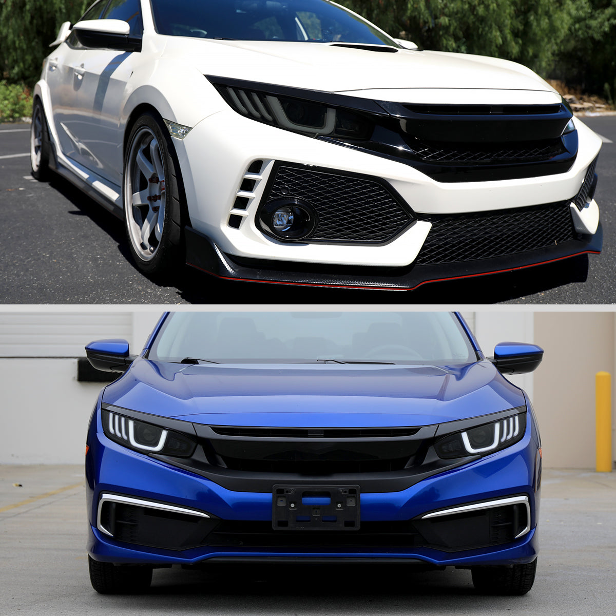 2016-2021 Honda Civic Full LED Projector Headlights w/ Switchback Sequential Turn Signal (Matte Black Housing/Smoked Lens)