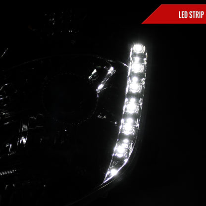 2003-2005 Nissan 350Z Projector Headlights w/ SMD LED Light Strip (Chrome Housing/Smoked Lens)
