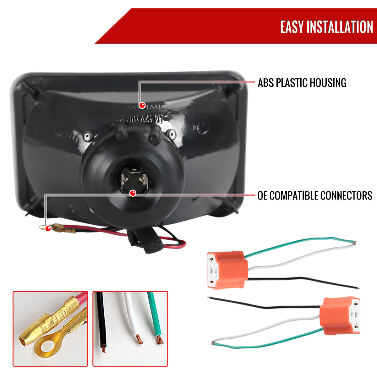 Universal 4"x6" H4 Projector Headlights (Matte Black Housing/Glass Lens)
