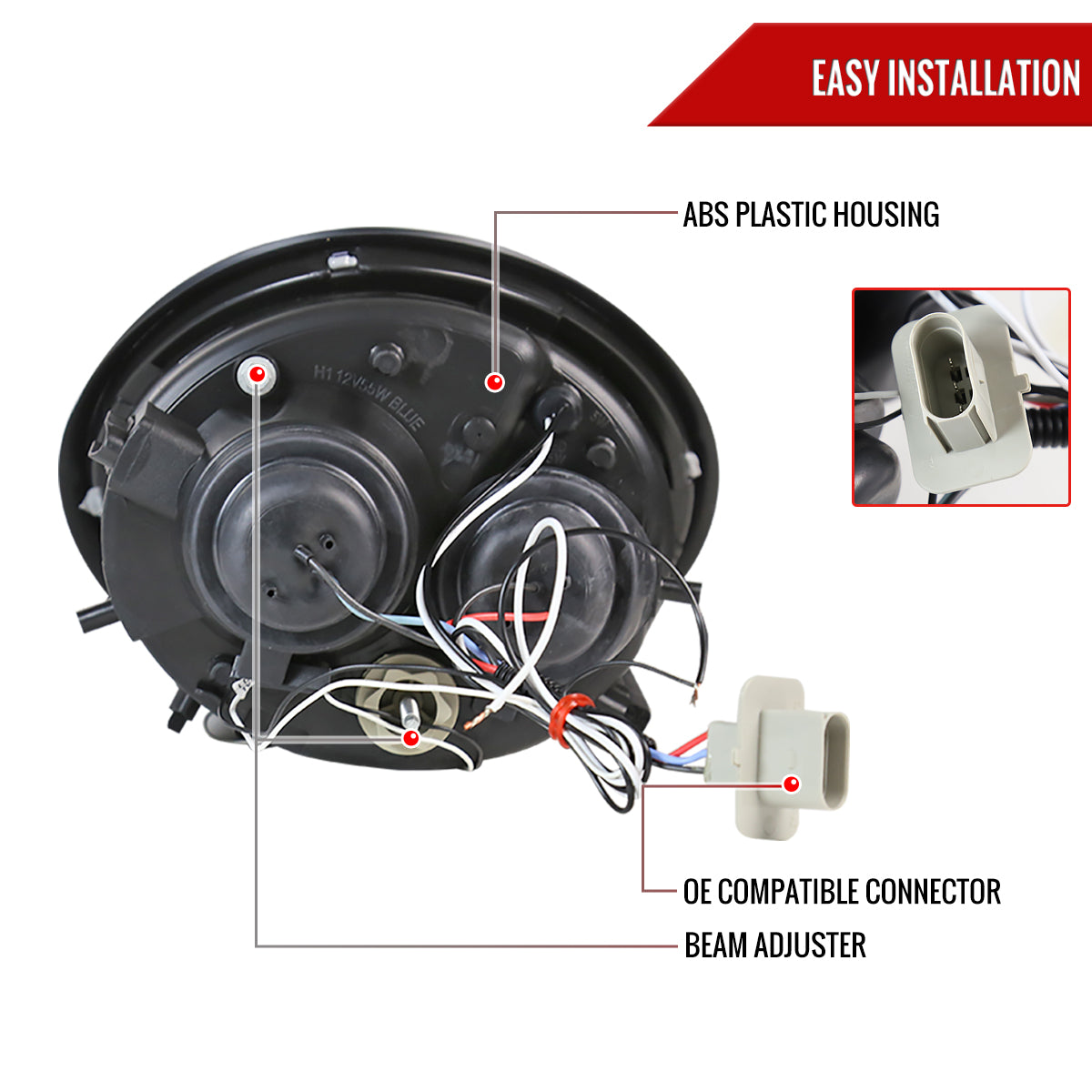 1998-2005 Volkswagen Beetle Halo Projector Headlights (Matte Black Housing/Clear Lens)