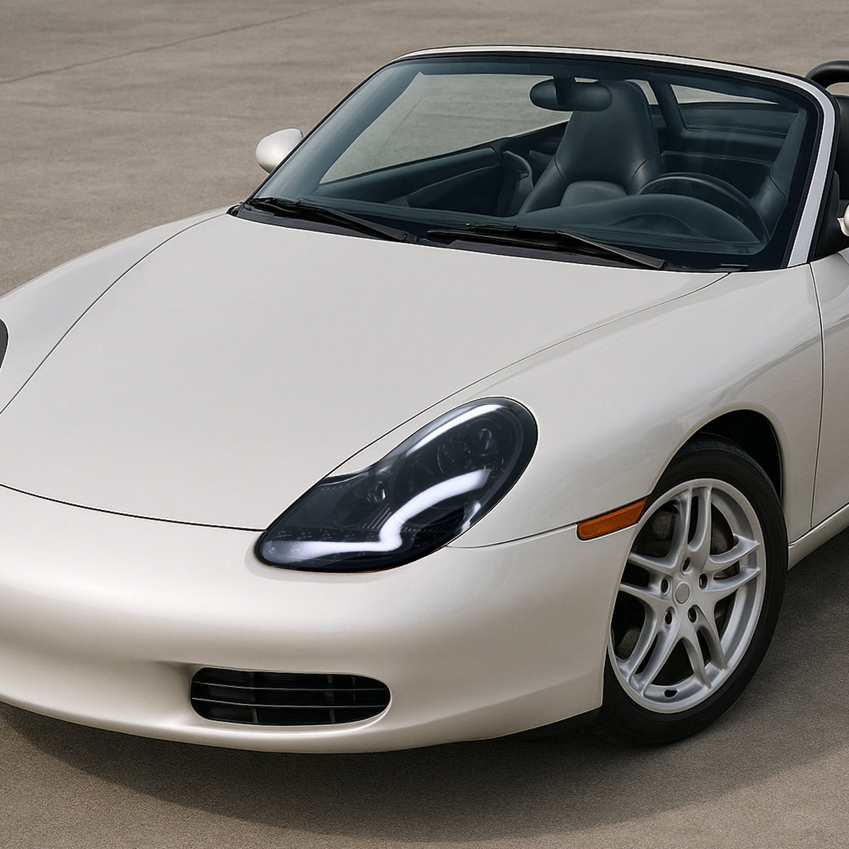 1997-2004 Porsche Boxster 986/911 996 LED Light Strip Projector Headlights w/ LED Turn Signal Lights (Glossy Black Housing/Smoked Lens)