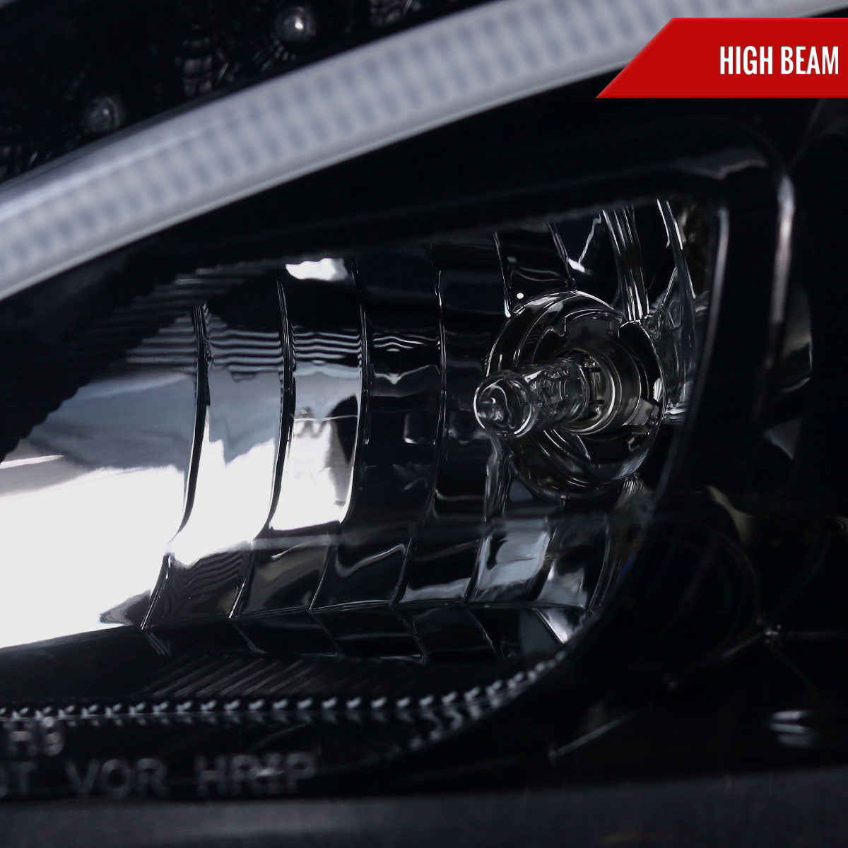 2008-2011 Mercedes Benz W204 C Class Projector Headlights w/ LED Light Bar & LED Turn Signal Lights (Glossy Black Housing/Smoked Lens)