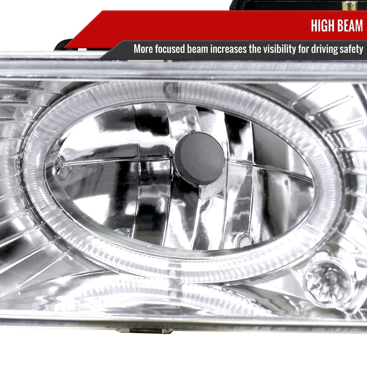 1988-1999 Chevrolet  C/K C10/Blazer/Tahoe/Yukon/Sierra/Silverado Dual Halo Projector Headlights (Chrome Housing/Clear Lens)