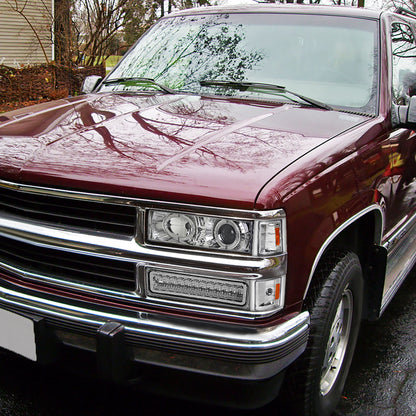1988-1999 Chevrolet  C/K C10/Blazer/Tahoe/Yukon/Sierra/Silverado Dual Halo Projector Headlights (Chrome Housing/Clear Lens)