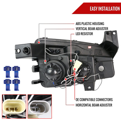 2005-2010 Dodge Charger Dual Halo Projector Headlights (Jet Black Housing/Clear Lens)