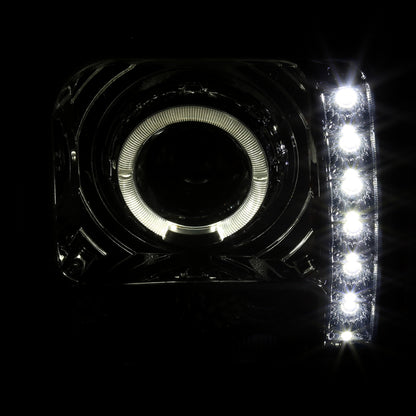 1997-2001 Jeep Cherokee Halo Projector Headlights w/ SMD LED Light Strip (Chrome Housing/Smoked Lens)