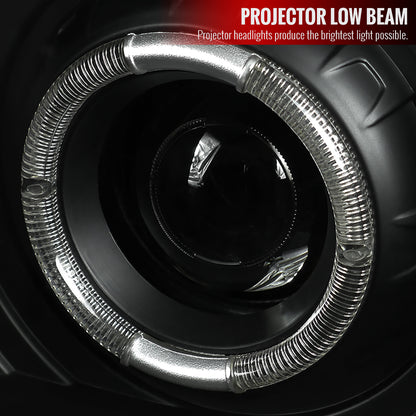 1997-2001 Jeep Cherokee Halo Projector Headlights w/ SMD LED Light Strip (Matte Black Housing/Clear Lens)