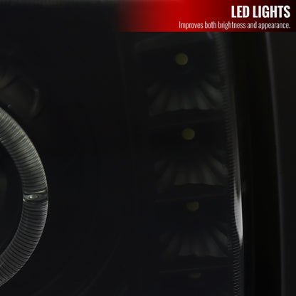 1997-2001 Jeep Cherokee Halo Projector Headlights w/ SMD LED Light Strip (Black Housing/Smoked Lens)