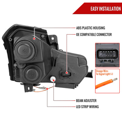 2003-2007 Cadillac CTS Halo Switchback Sequential LED Turn Signal Projector Headlights (Matte Black Housing/Clear Lens)