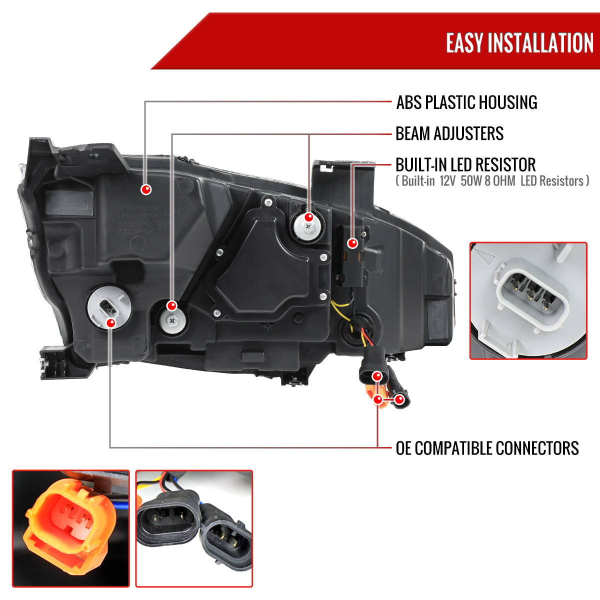 2016-2021 Honda Civic Projector Headlights w/ LED Switchback Sequential Turn Signal (Chrome Housing/Clear Lens)