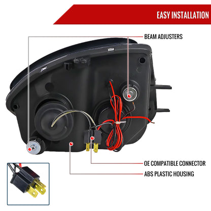2000-2005 Mitsubishi Eclipse Dual Halo Projector Headlights w/ SMD LED Light Strip (Chrome Housing/Clear Lens)