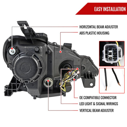2012-2017 Scion FRS/ Toyota 86 LED Bar Projector Headlights w/ Sequential Turn Signal Lights (Jet Black Housing/Clear Lens)
