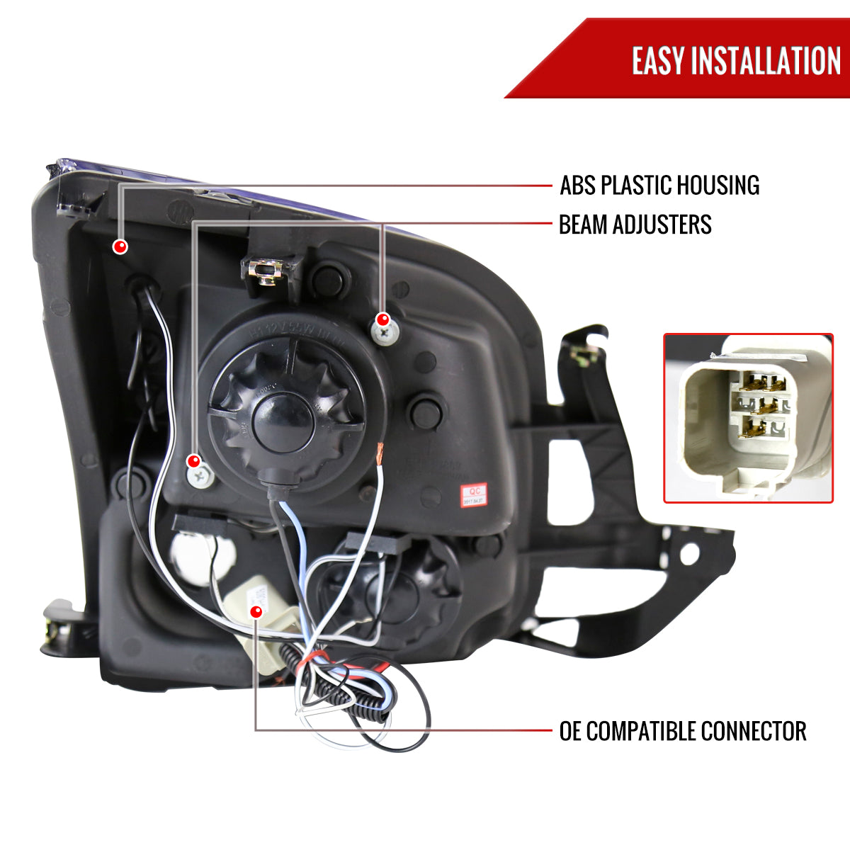2006-2009 Ford Fusion Dual Halo Projector Headlights (Matte Black Housing/Clear Lens)