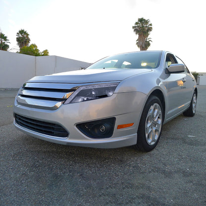 2010-2012 Ford Fusion Projector Headlights w/ LED Light Strip (Glossy Black Housing/Smoked Lens)