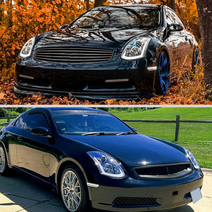 2003-2007 Infiniti G35 Coupe LED Bar Projector Headlights w/ Sequential Turn Signals (Chrome Housing/Clear Lens)