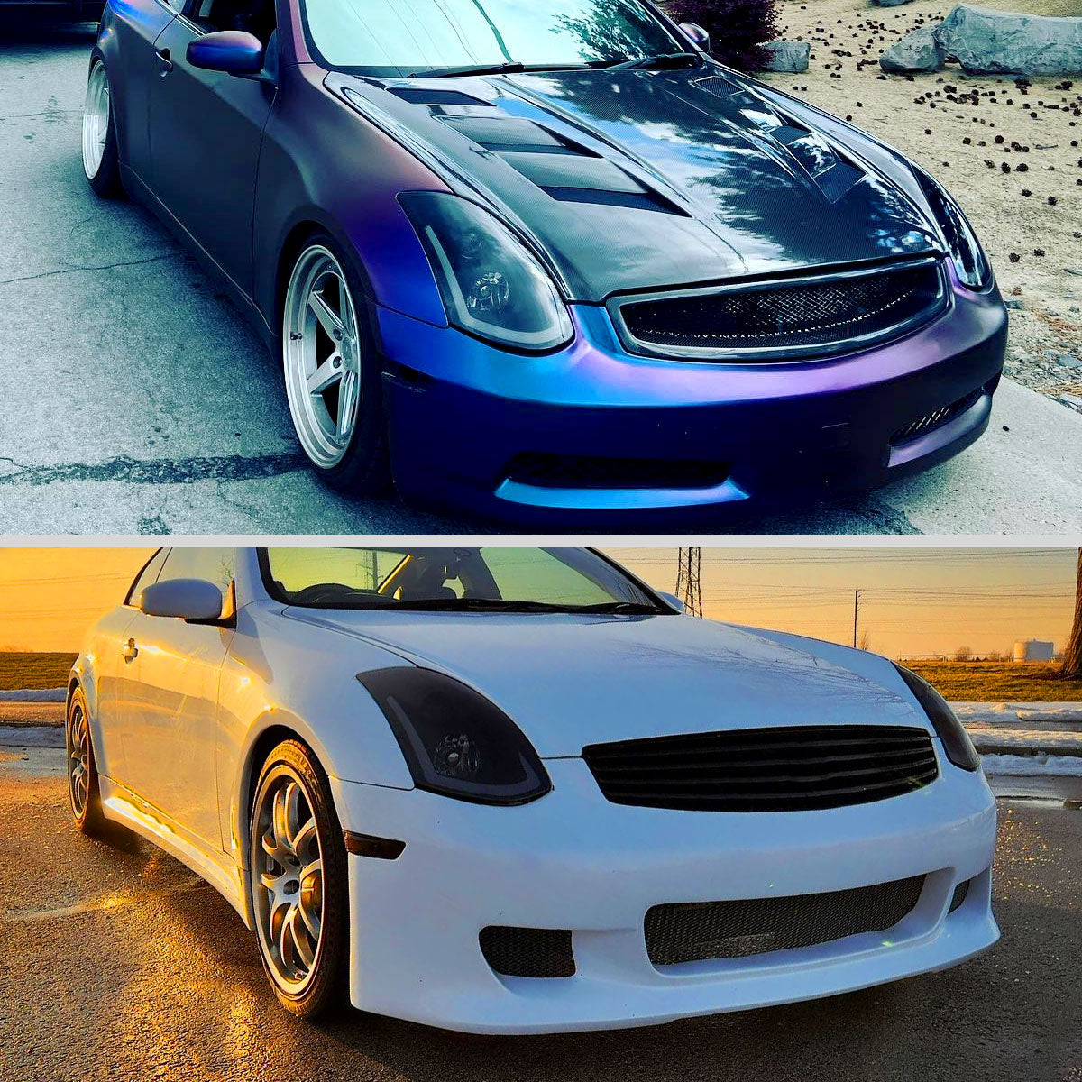 2003-2007 Infiniti G35 Coupe LED Bar Projector Headlights w/ Sequential Turn Signals (Black Housing/Smoked Lens)