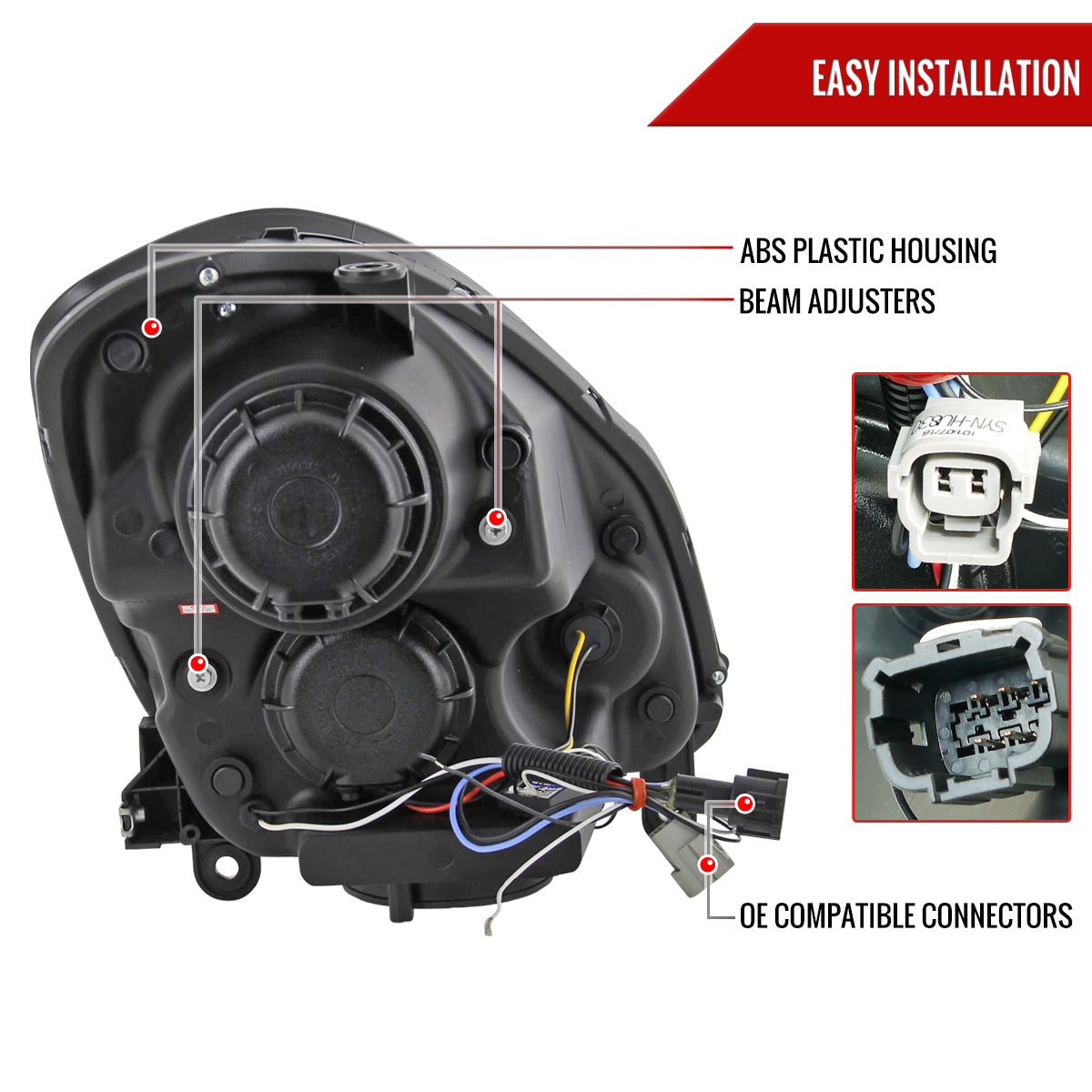 2005-2006 Infiniti G35 Sedan Halo Projector Headlights w/ SMD LED Light Strip (Glossy Black Housing/Smoked Lens)