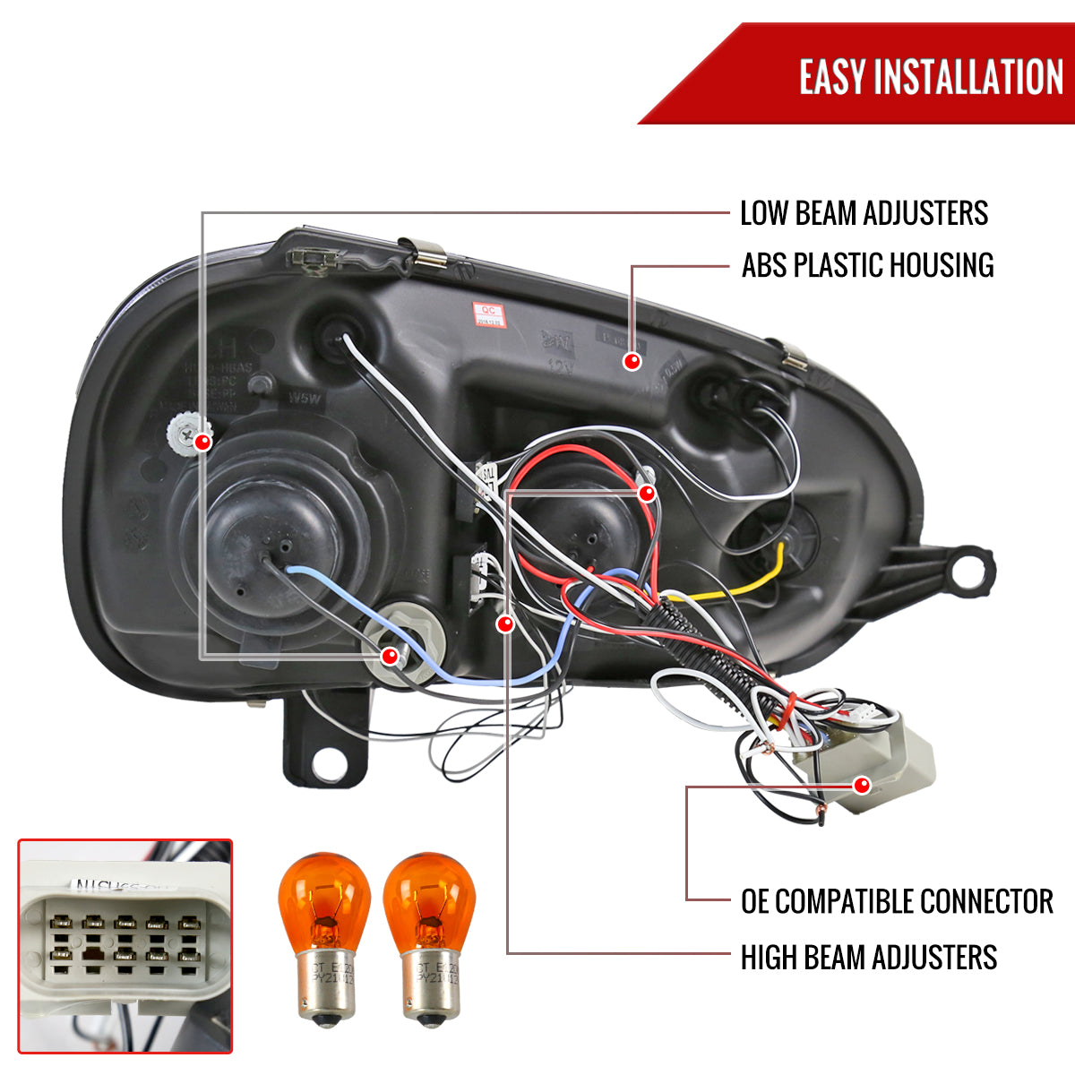 2006-2008 Volkswagen Golf Rabbit/ 2006-2010 Jetta Dual Halo Projector Headlights (Matte Black Housing/Smoked Lens)