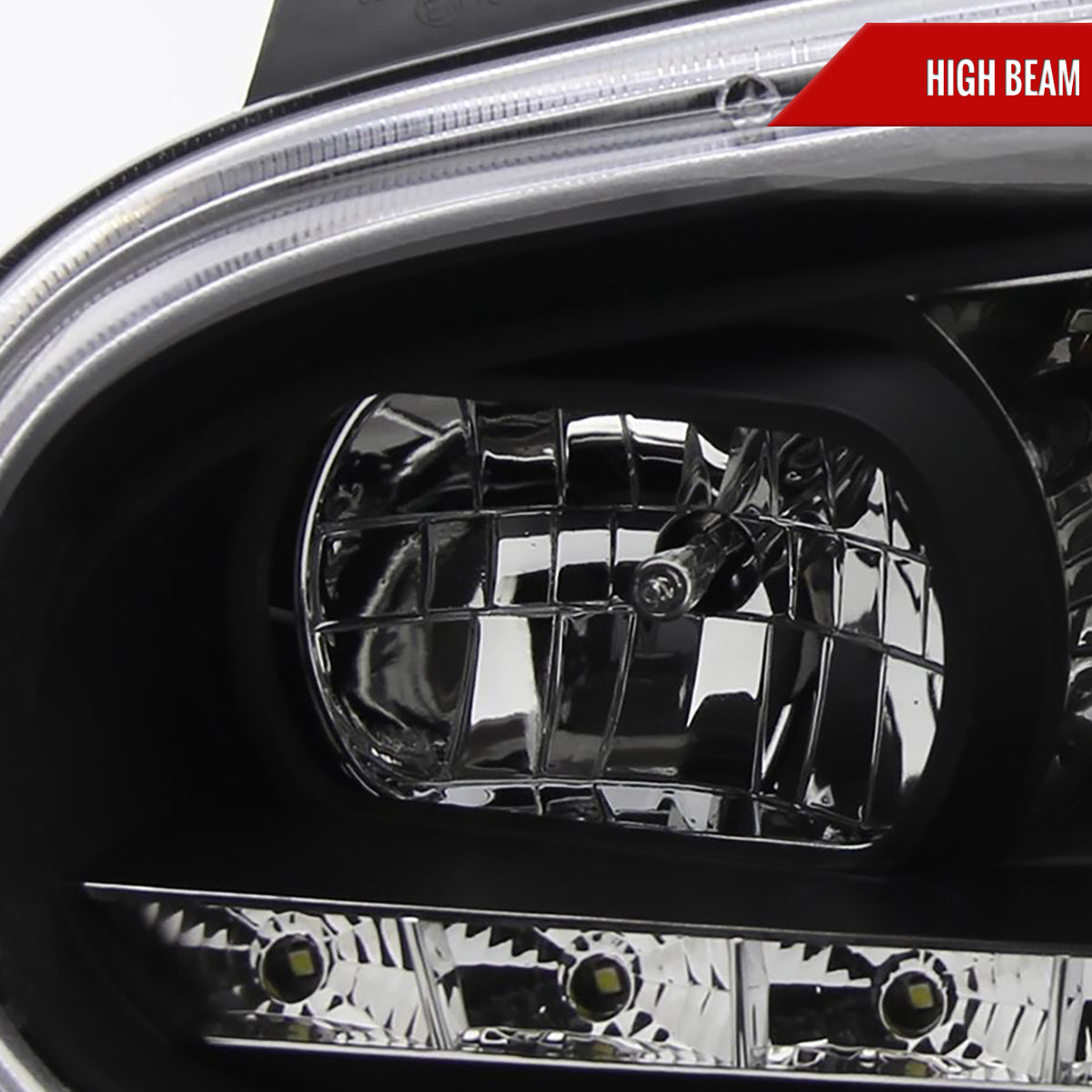1999-2006 Volkswagen Golf Mk4 GTI/R32 Cabrio Projector Headlights w/ R8 Style LED Light Strip (Matte Black Housing/Clear Lens)