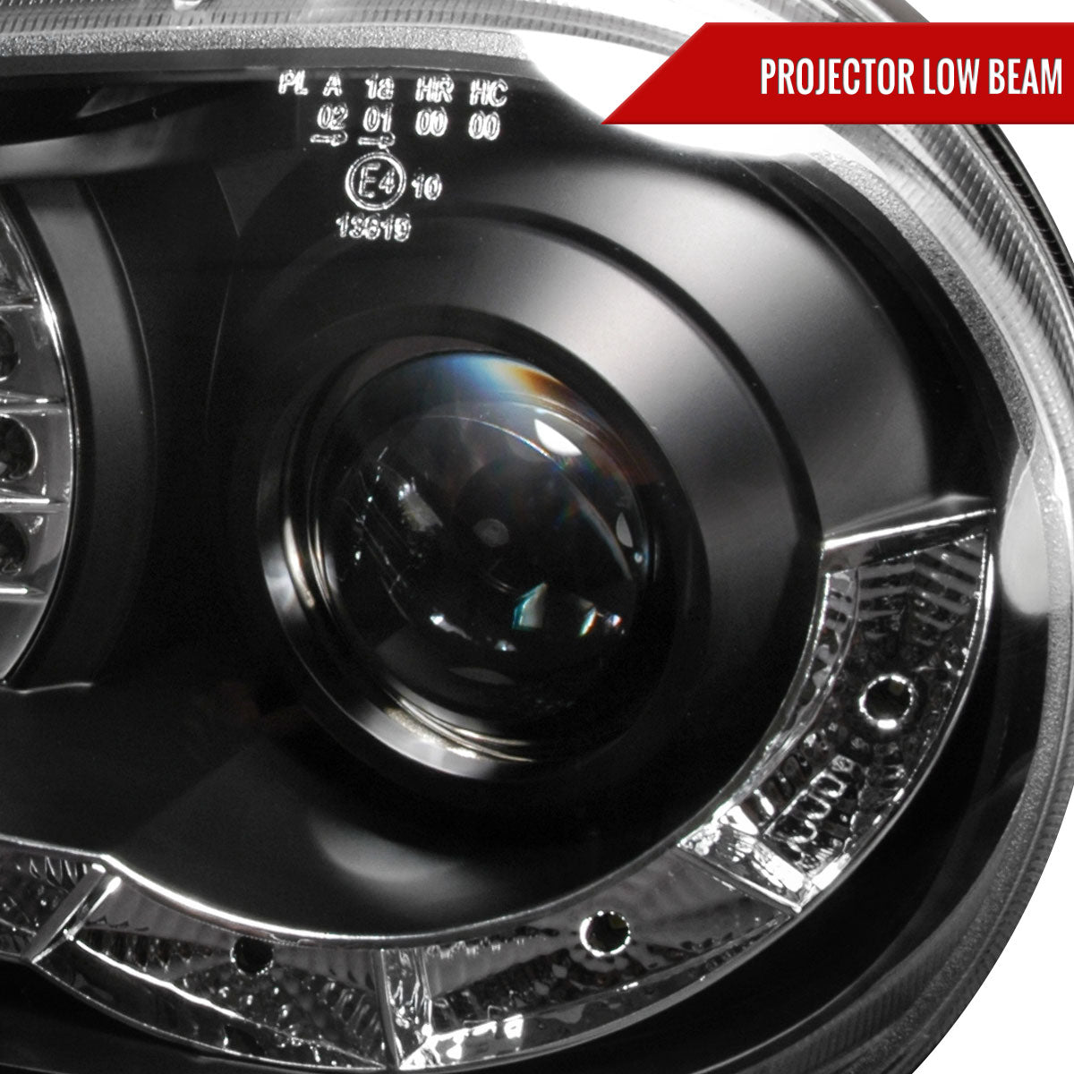 1999-2006 Volkswagen Golf Mk4 GTI/R32 Cabrio Projector Headlights w/ R8 Style LED Light Strip & LED Turn Signal Lights (Matte Black Housing/Clear Lens)