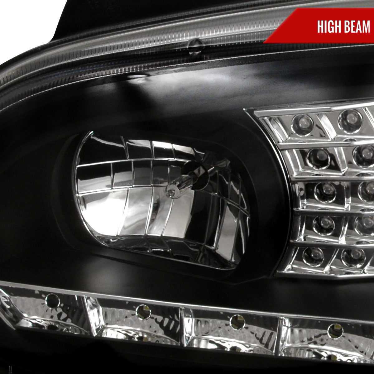 1999-2006 Volkswagen Golf Mk4 GTI/R32 Cabrio Projector Headlights w/ R8 Style LED Light Strip & LED Turn Signal Lights (Matte Black Housing/Clear Lens)