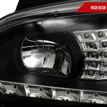 1999-2006 Volkswagen Golf Mk4 GTI/R32 Cabrio Projector Headlights w/ R8 Style LED Light Strip & LED Turn Signal Lights (Matte Black Housing/Clear Lens)