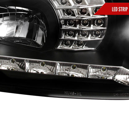 1999-2006 Volkswagen Golf Mk4 GTI/R32 Cabrio Projector Headlights w/ R8 Style LED Light Strip & LED Turn Signal Lights (Matte Black Housing/Clear Lens)