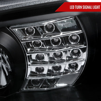 1999-2006 Volkswagen Golf Mk4 GTI/R32 Cabrio Projector Headlights w/ R8 Style LED Light Strip & LED Turn Signal Lights (Matte Black Housing/Clear Lens)