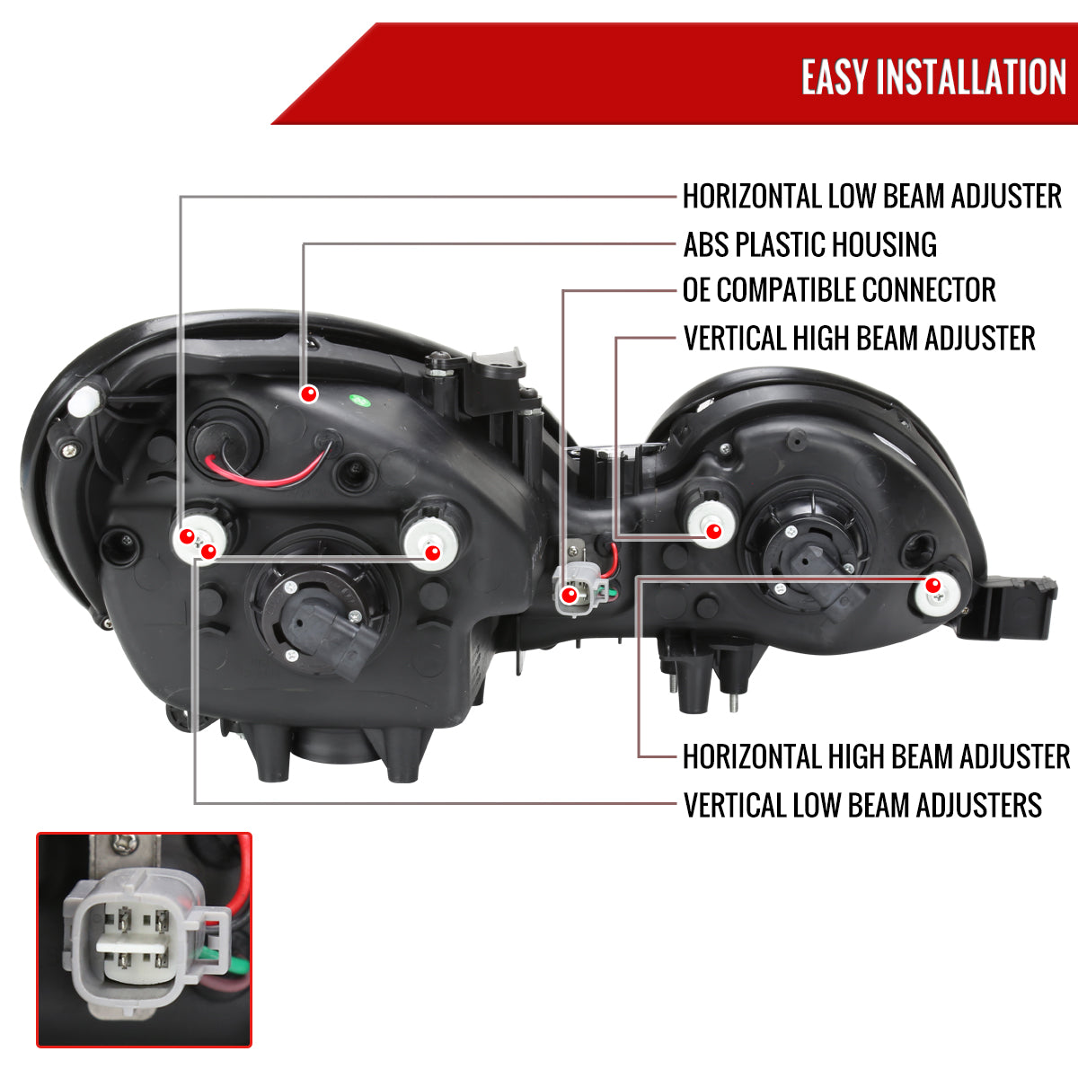 1998-2005 Lexus GS300/GS400/GS430 Halo Projector Headlights w/ SMD LED Light Strip (Matte Black Housing/Clear Lens)