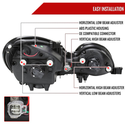 1998-2005 Lexus GS300/GS400/GS430 Halo Projector Headlights w/ SMD LED Light Strip (Matte Black Housing/Clear Lens)