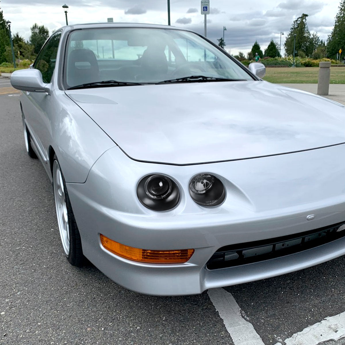 1998-2001 Acura Integra 3DR/4DR Dual Halo Projector Headlights (Matte Black Housing/Clear Lens)
