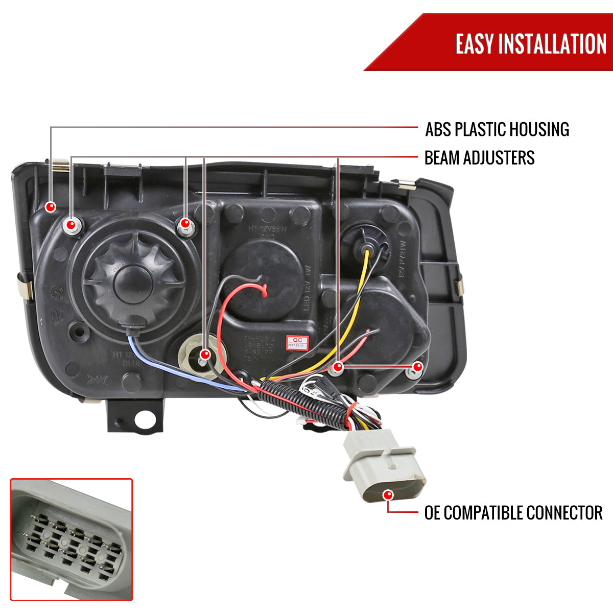 1999-2004 Volkswagen Jetta/Bora Projector Headlights w/ R8 Style LED Light Strip (Matte Black Housing/Clear Lens)